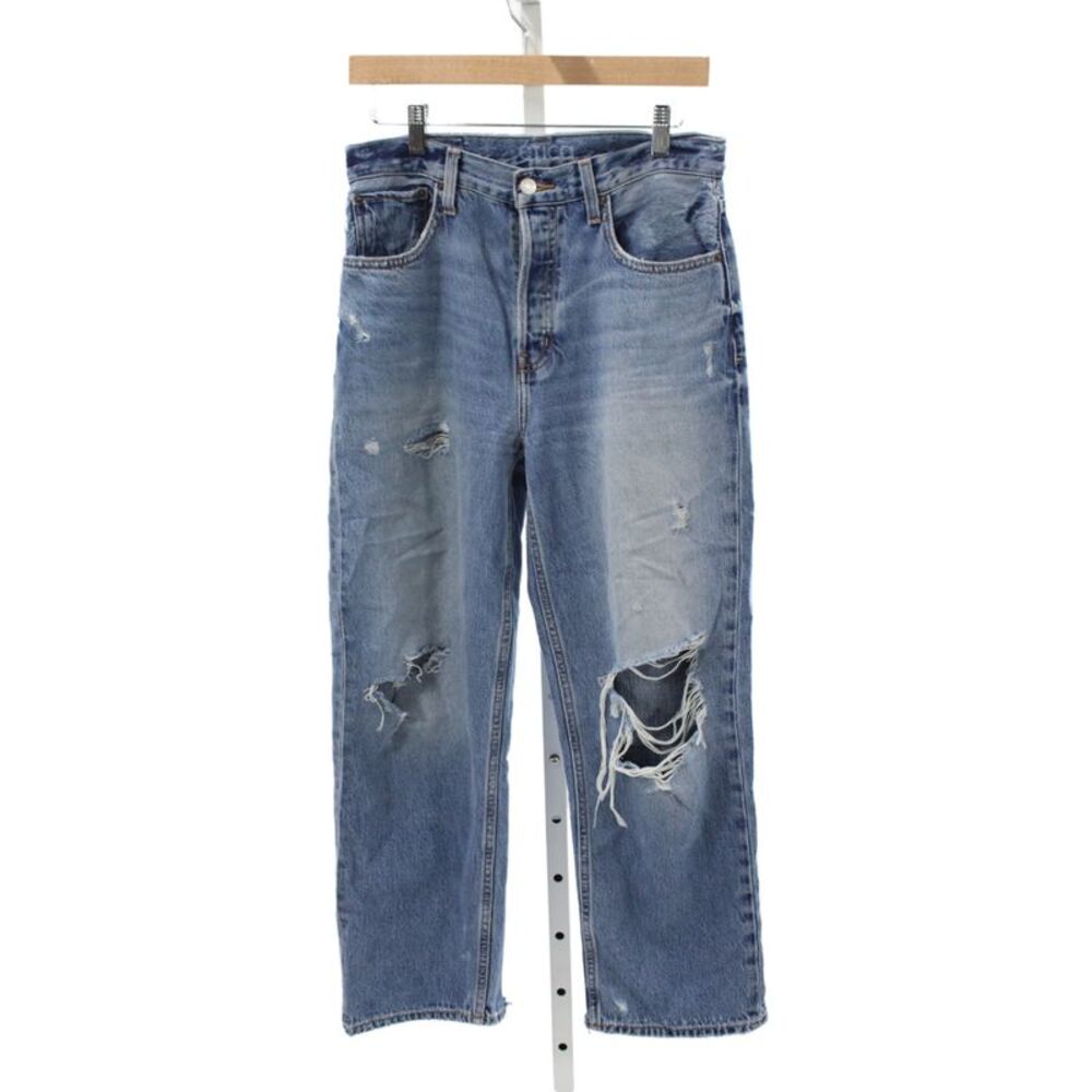 Etica Women Straight Blue High Rise Cotton Blend Jeans Size 27